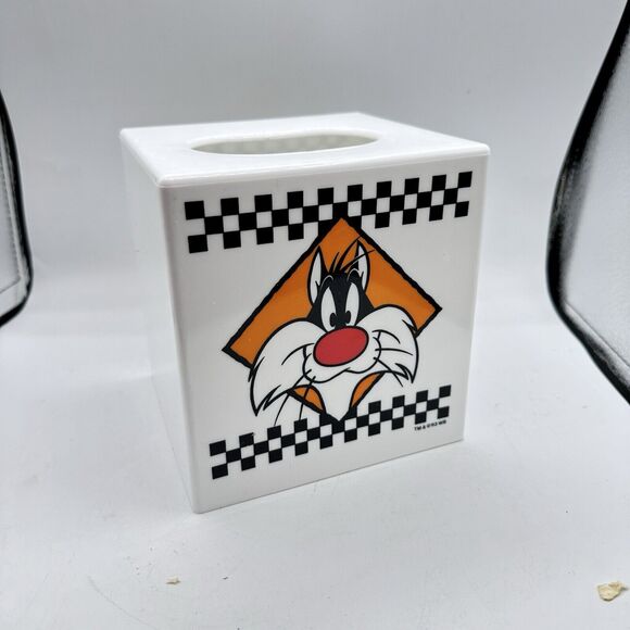 Vintage 90s Looney Tunes Tissue Box Plastic Holder Cover Tweety Bird Sylvester - Picture 5 of 6